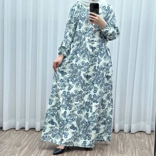 پیراهن نخی زنانه فری سایز مدل گریپ کد 780 مناسب تا سایز 48 چهارفصل شیک و راحت بدون آبرفت و رنگ رفت سایه نمیاندازد ک