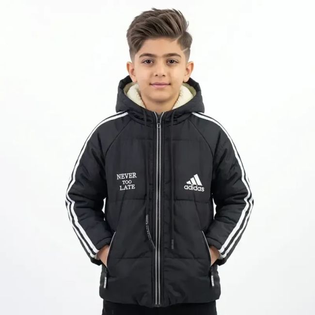 کاپشن پسرانه ADIDAS مشکی شمعی پاییزه و زمستانه