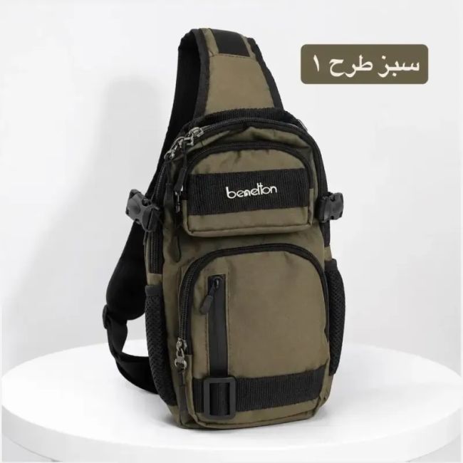 کیف مردانه اسپرت و روزمره پارچه ای طوسی ابعاد 33 در 17 سانتیمتر