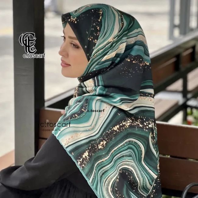 روسری نخی کاستوم طرح رزین سیتو قواره بزرگ 140سانت شیک و خوش ایست