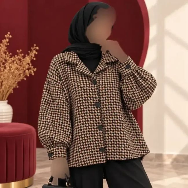 شکت زنانه پاییزه پیردوپل دکمه دار فری سایز مناسب تا 50