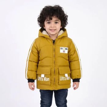 کاپشن پسرانه شمعی خزدار خردلی