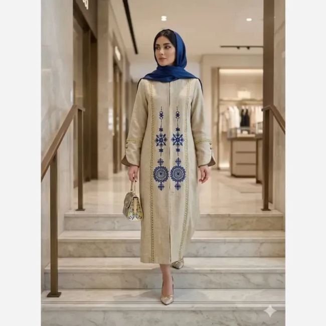 مانتو زنانه مجلسی آوا شانتون اسلپ گلدوزی تا سایز 56