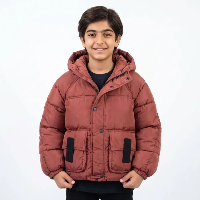 کاپشن باکسی پسرانه آجری