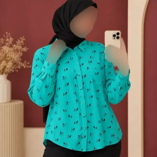 شومیز زنانه وارداتی نخ تایلندی دکمه دار فری سایز مناسب تا 48