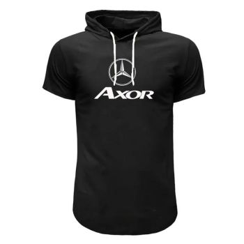 تیشرت کلاه دار مردانه طرح akor مدل b6000 سفید و قرمز