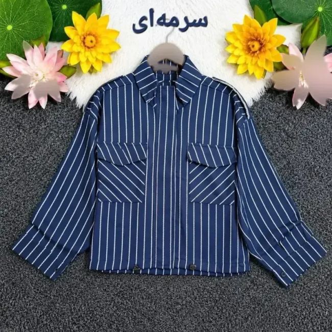 بامبر پاییزه راه راه کتان زنانه جیب دار زیپ مخفی گت دار