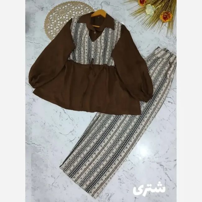 ست شومیز و شلوار تابستانه پریدخت جنس شانتون و لینن کنفی سایز 36 تا 48
