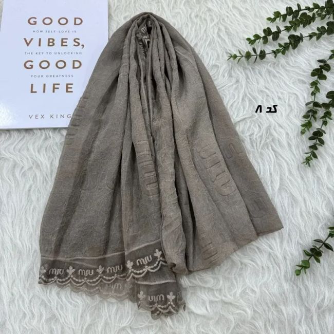 شال حریر سنگشور مزونی طرح Miu Miu ابعاد 180 در 69 سانتیمتر