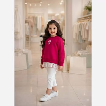 تونیک دخترانه طرح فلاور جنس دورس پنبه مناسب 2 تا 8 سال