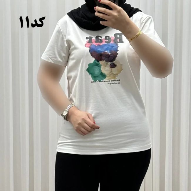 تیشرت زنانه وارداتی میکس طرحبندی کد 1269 جنس نخ پنبه چهارفصل تنخور راحت سایز M L XL