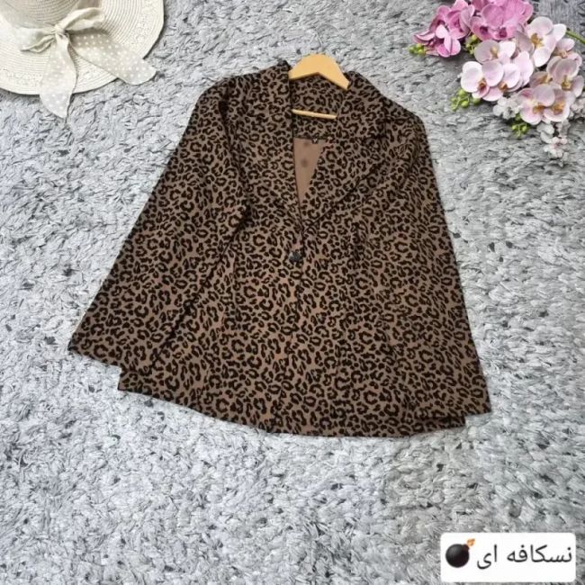 کت تک زنانه طرح پلنگی جنس کتان درجه یک