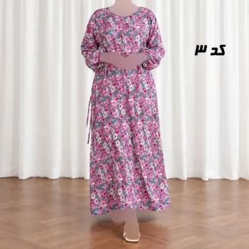 پیراهن ساحلی زنانه نخی طرح آیدایی فری سایز 38 تا 48 کمربندار
