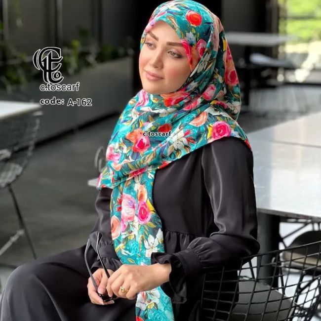 روسری مجلسی طرح فلور نخ کاستوم قواره بزرگ 140 سانتیمتر