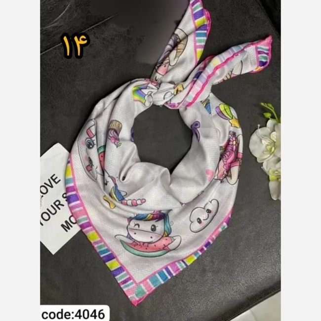 روسری دخترانه سوپرنخ فانتزی دست دوز قواره 100