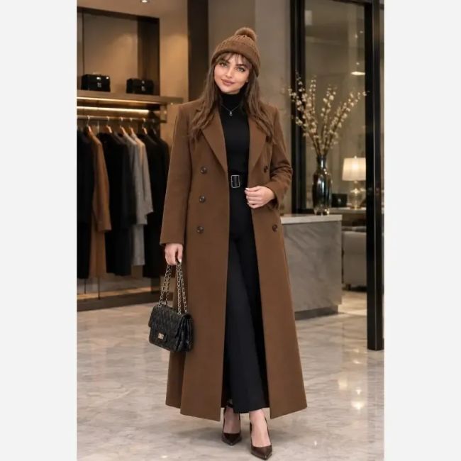 پالتو تک زنانه آیلار جنس کتان کجرا ضخیم مناسب فصل سرما سایز یک و دو
