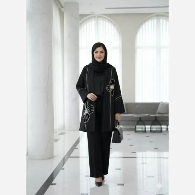 مانتو زنانه کرپ مازراتی تیکه دوزی مدل میرا قد 80