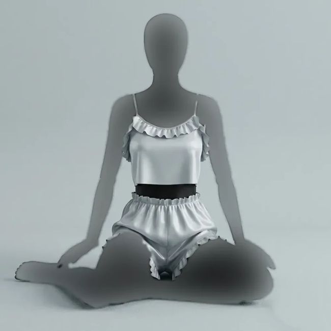 تاپ شورتک زنانه ساتن چین دار بند قابل تنظیم
