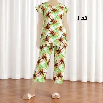 ست تاپ شلوار نخی زنانه و دخترانه فری سایز چهارفصل راحت