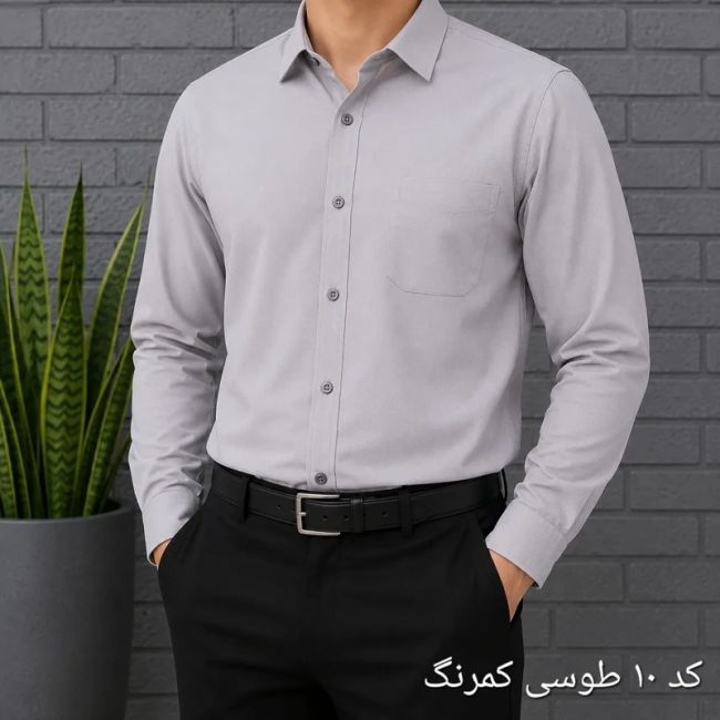 پیراهن آستین بلند مردانه بنگال کشی قواره اندامی رنگ ثابت (2)