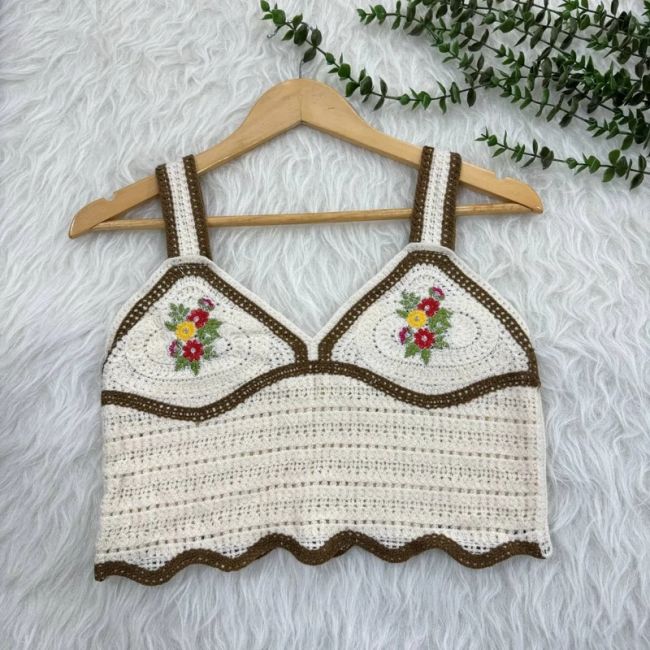 تاپ قلاب بافی فری سایز زنانه کد 1079 مناسب تا سایز 42 شیک چهارفصل