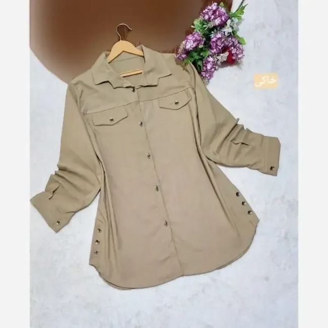 مانتو کتان بغل دکمه زنانه و دخترانه پاییزی ژینا
