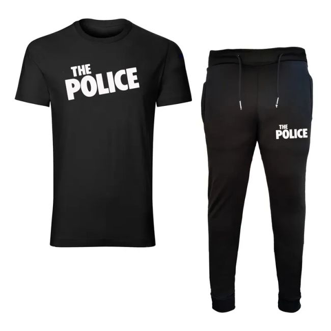 ست تیشرت و شلوار مردانه طرح Police کد 0062 جنس نخ آستین کوتاه