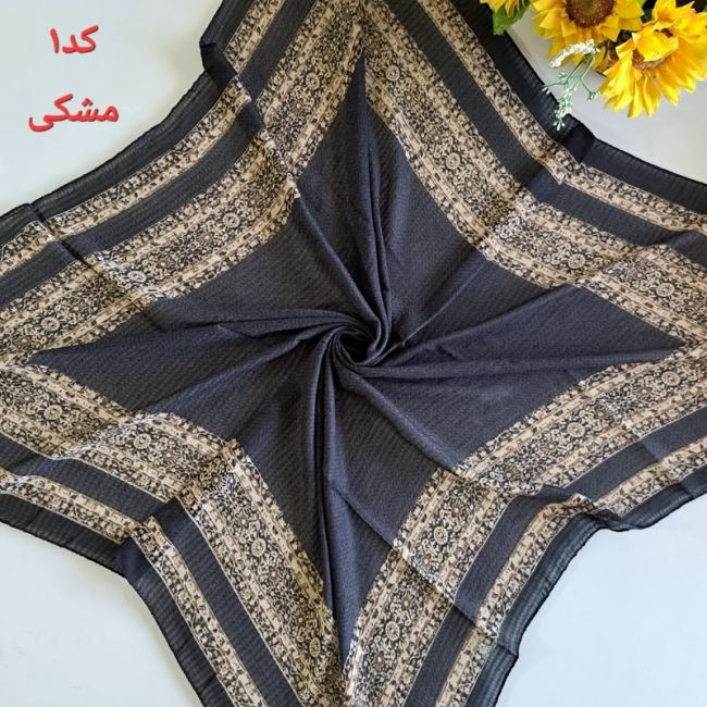 روسری زنانه نخی طرح حاشیه دار قواره 100 سانتیمتر