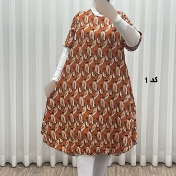 پیراهن ساحلی زنانه نخی آستین کوتاه فری سایز مناسب تا سایز 52 (3)