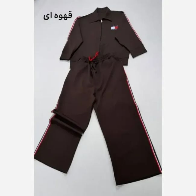 ست سویشرت شلوار زنانه مدل Tommy جنس دبل مازراتی رنگ مشکی سورمه ای موکا فری سایز