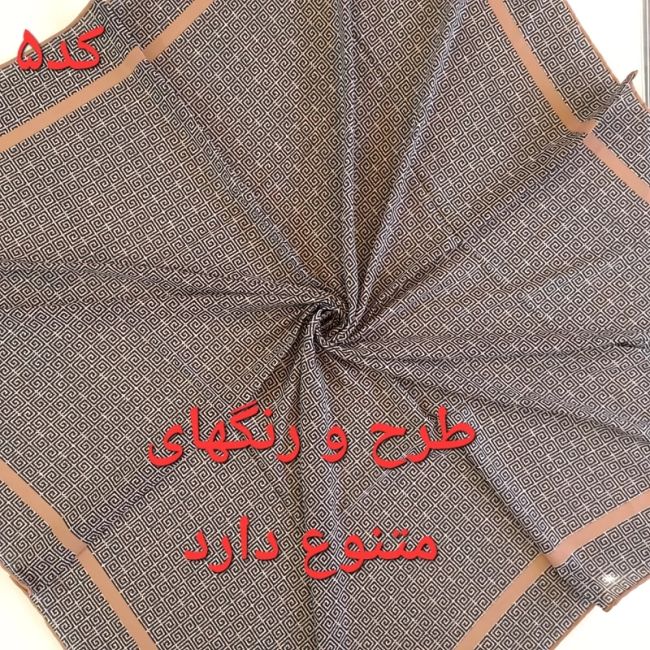 روسری نخی زنانه مشکی قواره 140 دور دست دوز بهاره