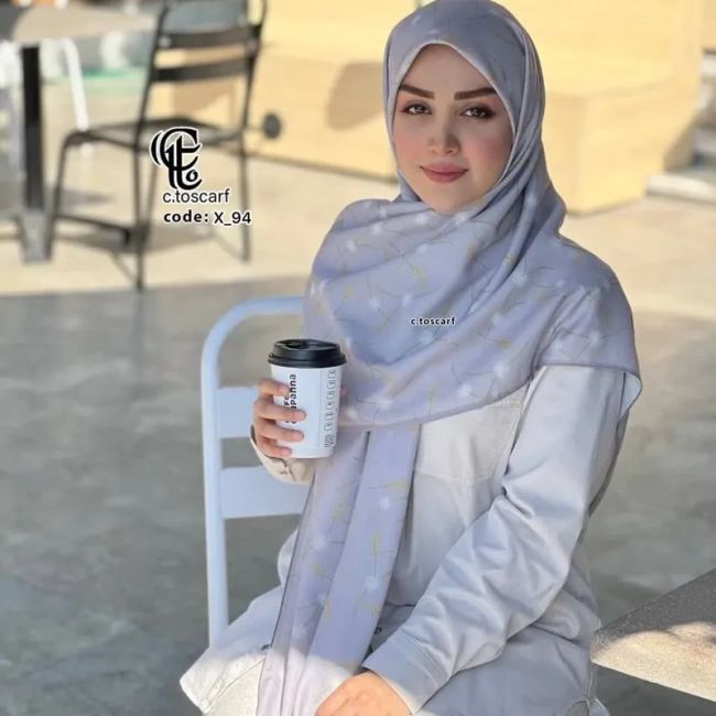 روسری نخ کاستوم قواره 140 طرح تارا دور چرخ دوز مزونی