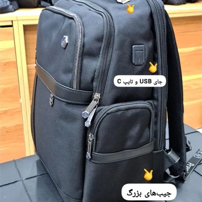 کوله پشتی وارداتی پرزیدنت ضد آب لپ تاپ دار سه خانه (2)