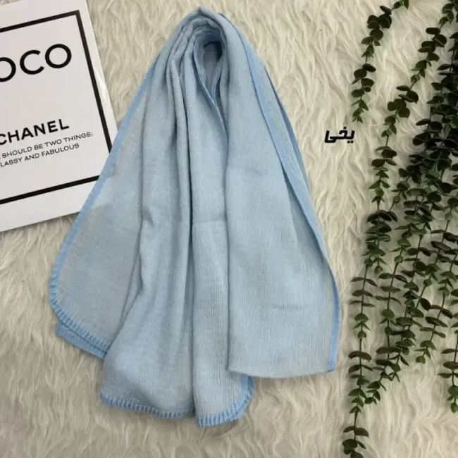 شال نخی برشکا ساده دور گان مشکی قواره 190 در 65 سانتی متر