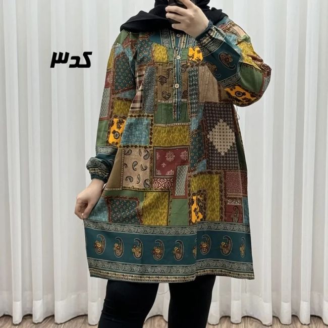 تونیک نخی وارداتی طرح چهل تیکه سایز بزرگ زنانه و دخترانه کد 1612