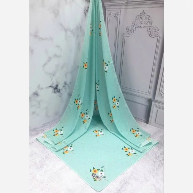 روسری مجلسی طرح پونه تیره نخ کاستوم قواره بزرگ زنانه 140x140