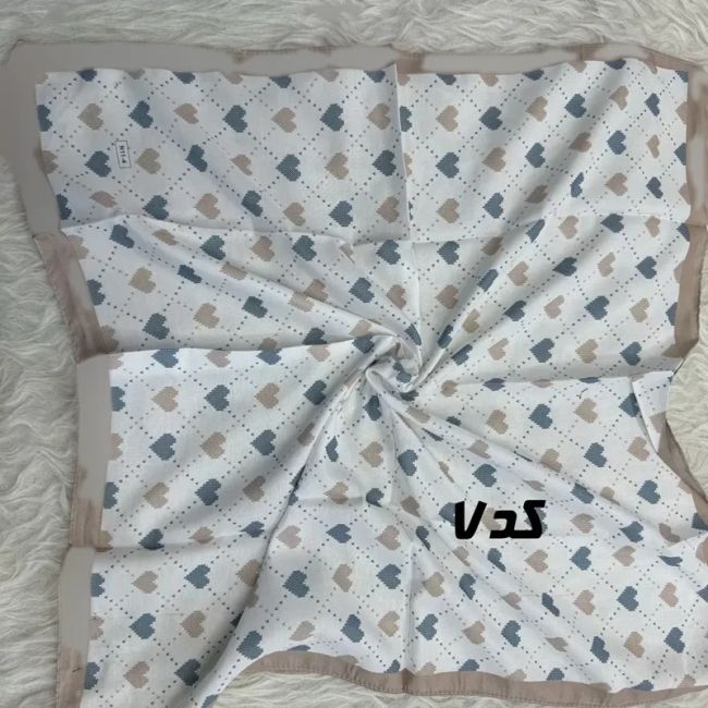 مینی اسکارف آبی نخ طرحبندی قواره 65×65 مناسب استفاده روزمره