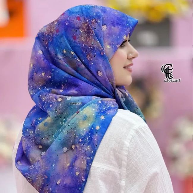 روسری نخی کاستوم طرح ساحل قواره 110