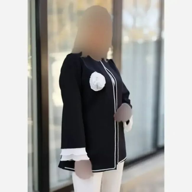 کت نیلوفر کرپ مازراتی بلند رنگ مشکی و سرخابی