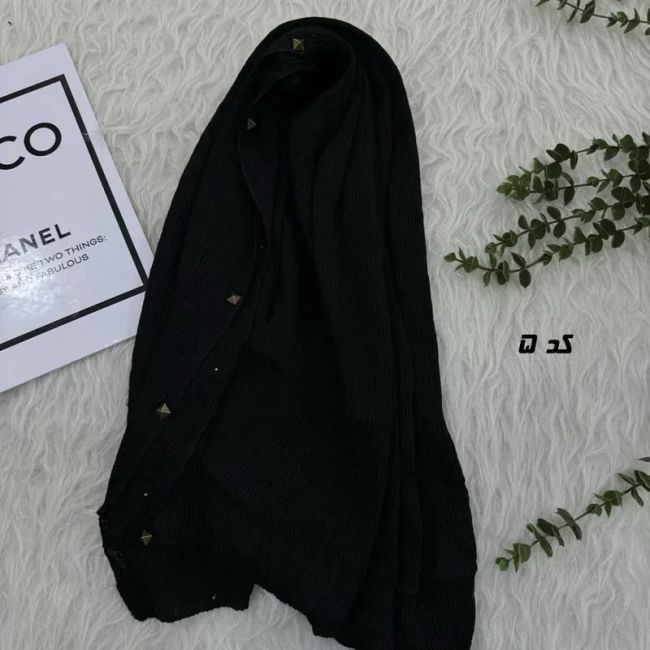 شال نخی مشکی قواره بزرگ 90 در 200 سانتیمتر بدون سُر خوردن و چروک شدن