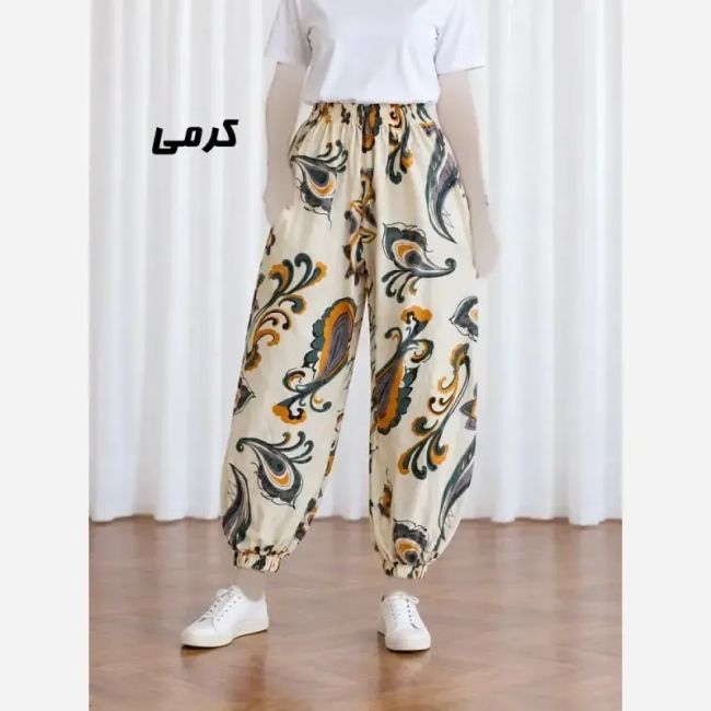 شلوار راحتی نخی زنانه پارچه خارجی فری سایز چهارفصل