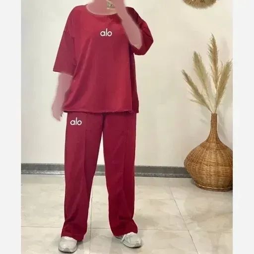 تیشرت شلوار قواره دار طرح آلو جنس سوپر پنبه قد تیشرت 72 قد شلوار 105 دور سینه 138