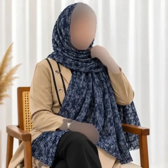 شال نخی طرحدار راه راه برشکا قواره 180 در 63 سانت مناسب روزمره