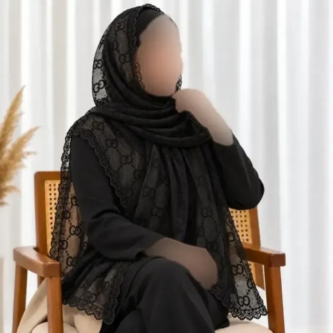 شال توری طرحدار نخی مناسب روزمره قواره 185 در 51 سانتی متر