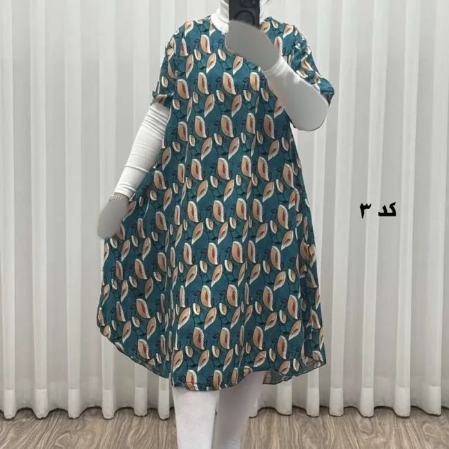 پیراهن ساحلی زنانه نخی آستین کوتاه فری سایز مناسب تا سایز 52 (3)
