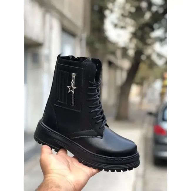 کفش بوت زنانه و دخترانه اسپرت طرح چرم نیم بوت پاییزه و زمستانه
