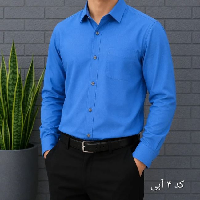 پیراهن آستین بلند مردانه بنگال کشی قواره اندامی رنگ ثابت (2)
