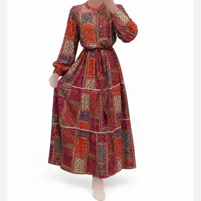 کرتی هندی ملیله دوزی نخ وارداتی قد 140 سایز 40 تا 50