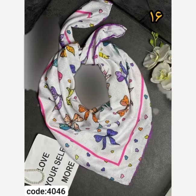 روسری دخترانه سوپرنخ فانتزی دست دوز قواره 100