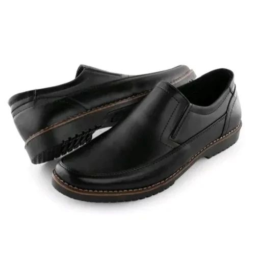 ست هدیه مردانه شامل کفش چرم لژدار راحت و کمربند چرم صنعتی مدل نیک